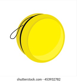 Vector Illustration Yellow Yoyo Toy With Smile. Yo Yo Symbol, Icon Flat