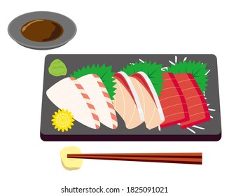 Vector illustration of yellowtail, sea bream and tuna