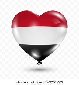 Vector illustration of a Yemen country love balloon on transparent background (PNG). Flying love balloons for Independence Day celebration.