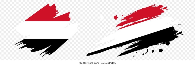 Vector illustration of Yemen flag in brush stroke effect on transparent background