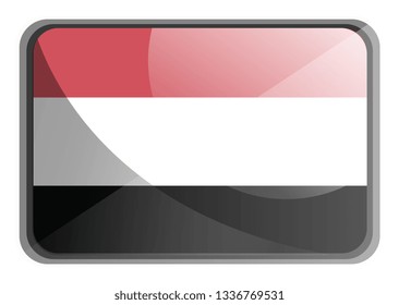 Ilustración vectorial de la bandera de Yemen sobre fondo blanco.