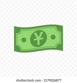 Vektorgrafik von Yen Banknote in grüner Farbe auf transparentem Hintergrund (PNG).