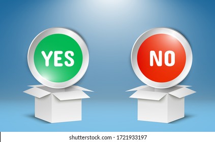 
Vector illustration of yes or no buttons. Selection icons on transparent background.