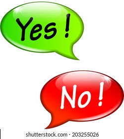 Vector illustration of yes and no speech bubbles