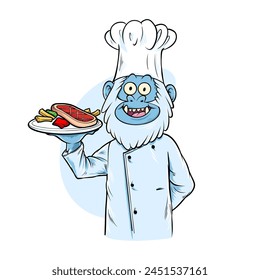 Vector Illustration of Yeti as a chef