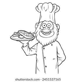 Vector Illustration of Yeti as a chef