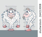 vector illustration of a yeti from two perspectives against the background of the measuring tape