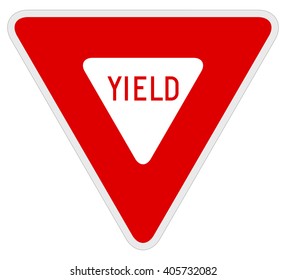 Vector Illustration Of A Yield Road Sign.