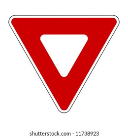 Vector illustration of Yield sign isolated on pure white