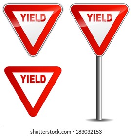 Vector illustration of yield sign on white background