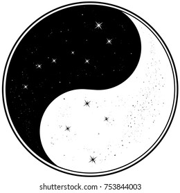 Vector Illustration Of Yin Yang With Big Dipper And Southern Cross