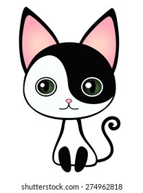 Vector illustration of Yin Yang cat