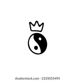 vector illustration of yin yang with crown