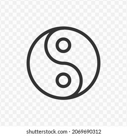 Vector illustration of yin and yang icon in dark color and transparent background(png).