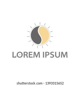 vector illustration yin yang and sun icon logo design