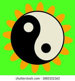 vector illustration of a yin yang symbol with flower petals