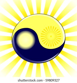 vector illustration of an Yin and Yang symbol (day&night)