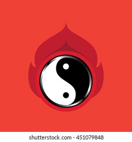 vector illustration of Yin Yang with thai design background