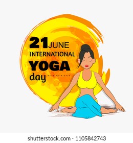 Vector illustration for yoga day, abstract background,girl posing with different posture