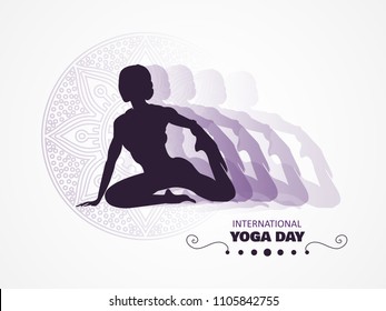 Vector illustration for yoga day, abstract background,girl posing with different posture