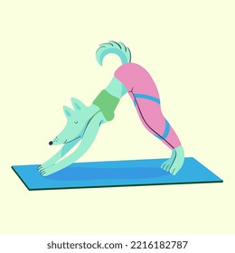 vector illustration of yoga dog furry