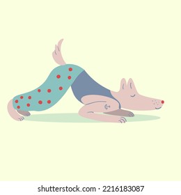 vector illustration of yoga dog furry