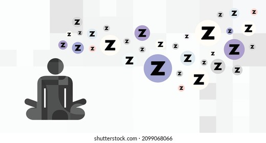 vector illustration of yoga lotus posture silhouette and sleeping symbols