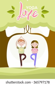 Vector illustration YOGA AND LOVE
