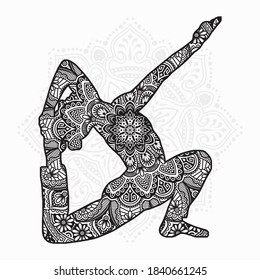 Vector illustration of a Yoga mandala for coloring book. Yoga Mandala for Silhouette Cameo and Cricut.