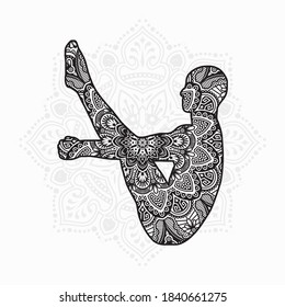 Vector illustration of a Yoga mandala for coloring book. Yoga Mandala for Silhouette Cameo and Cricut.