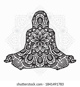 Vector illustration of a Yoga mandala for coloring book. Yoga Mandala for Silhouette Cameo and Cricut.