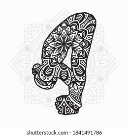 Vector illustration of a Yoga mandala for coloring book. Yoga Mandala for Silhouette Cameo and Cricut.