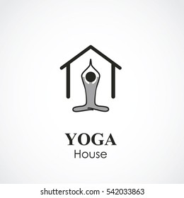 vector illustration of yoga and meditation logo emblem. health care and relaxation concept 
