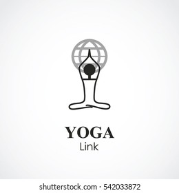 vector illustration of yoga and meditation logo emblem. health care and relaxation concept 