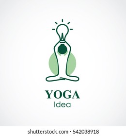 vector illustration of yoga and meditation logo emblem. health care and relaxation concept