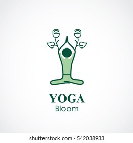 vector illustration of yoga and meditation logo emblem. health care and relaxation concept