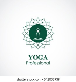 vector illustration of yoga and meditation logo emblem. health care and relaxation concept