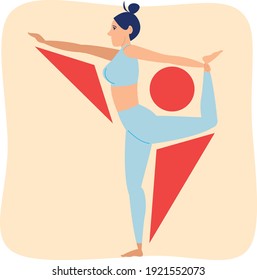 Vector Illustration of Yoga Pose with circles and triangles