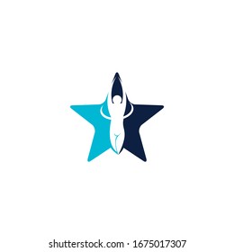 Imagen vectorial de la pose del yoga. Plantilla de logo de gimnasia y yoga.