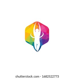 Vector illustration of yoga pose. Gymnastics and yoga logo template.