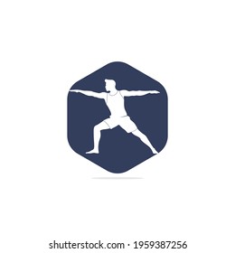 Vector illustration of yoga pose. Gymnastics and yoga logo template.