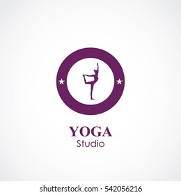 vector illustration of yoga pose logo emblem. health care and relaxation concept