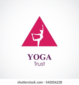 vector illustration of yoga pose logo emblem. health care and relaxation concept