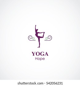 vector illustration of yoga pose logo emblem. health care and relaxation concept