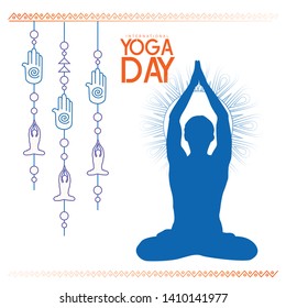 vector illustration of yoga pose on poster design for celebrating International Yoga Day 21 june
