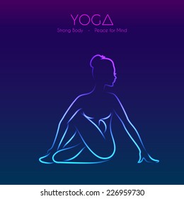 Vector illustration of Yoga pose woman's silhouette