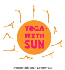 Vektor Stok Vector Illustration Yoga Poses Sun Salutation (Tanpa ...