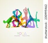 Vector illustration of Yoga poses woman's silhouette