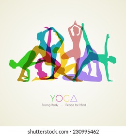 Vector illustration of Yoga poses woman's silhouette