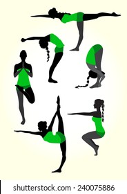 Vector illustration of a yoga silhouettes